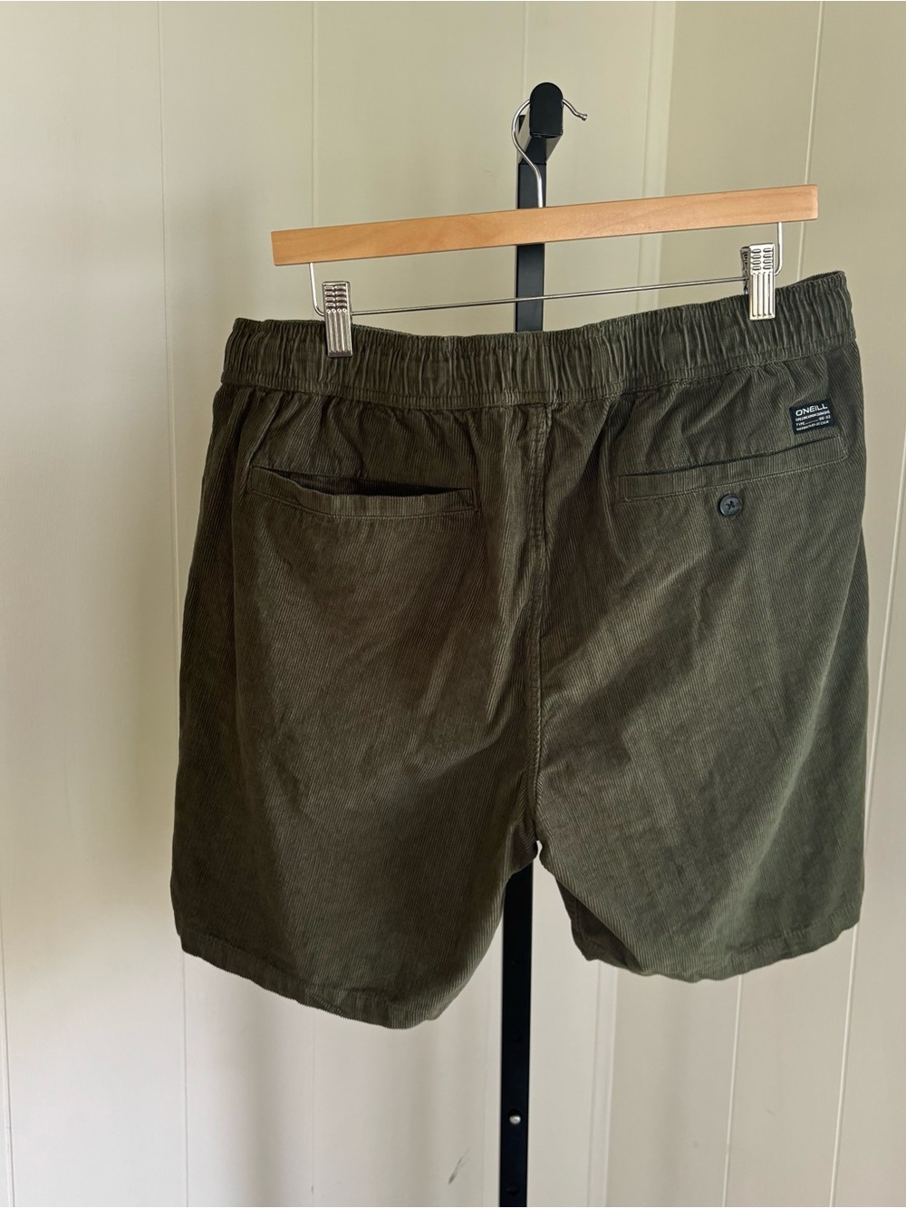 O'Neill Shorts Mens XL Dark Green Corduroy Elastic Waist Drawstring Surf Chino - Picture 6 of 9